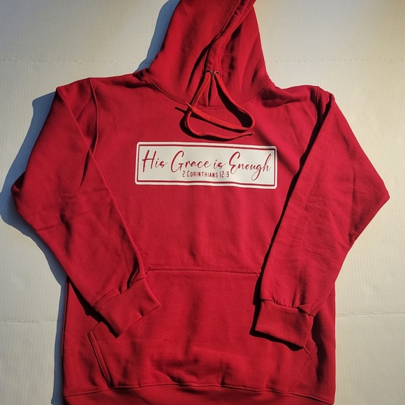Red Hoody Sweater " Your Grace is Enough 2 Corinthians  12:9" - Picture 2 of 3